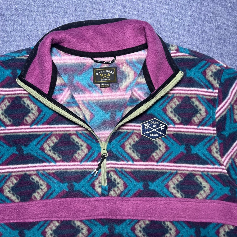 Dark Seas Division Walter Fleece Men Medium Southwest Geometric Quarter Zip RARE